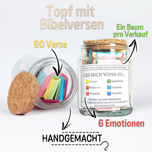 Handgemachter Topf mit Bibelversen